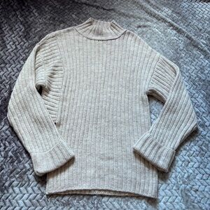 NA KD Asymmetrical knit cream beige sweater size large